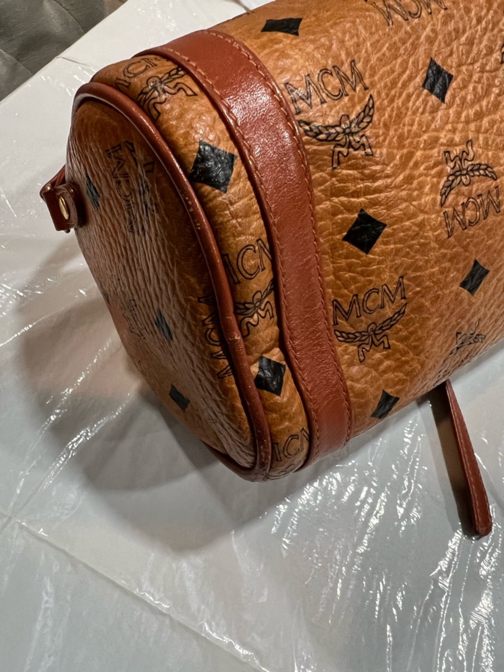 MCM vintage Cognac Monogram Cylinder Bag - Picture 14 of 16
